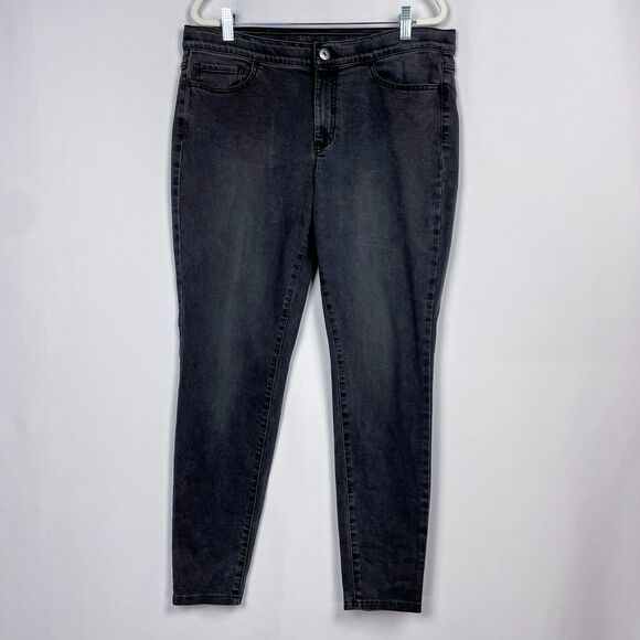 J. Jill 5 Pocket Leggings Jeans‎ Size 12 Gray Faded Black Stretch Denim Mid Rise - Picture 1 of 16
